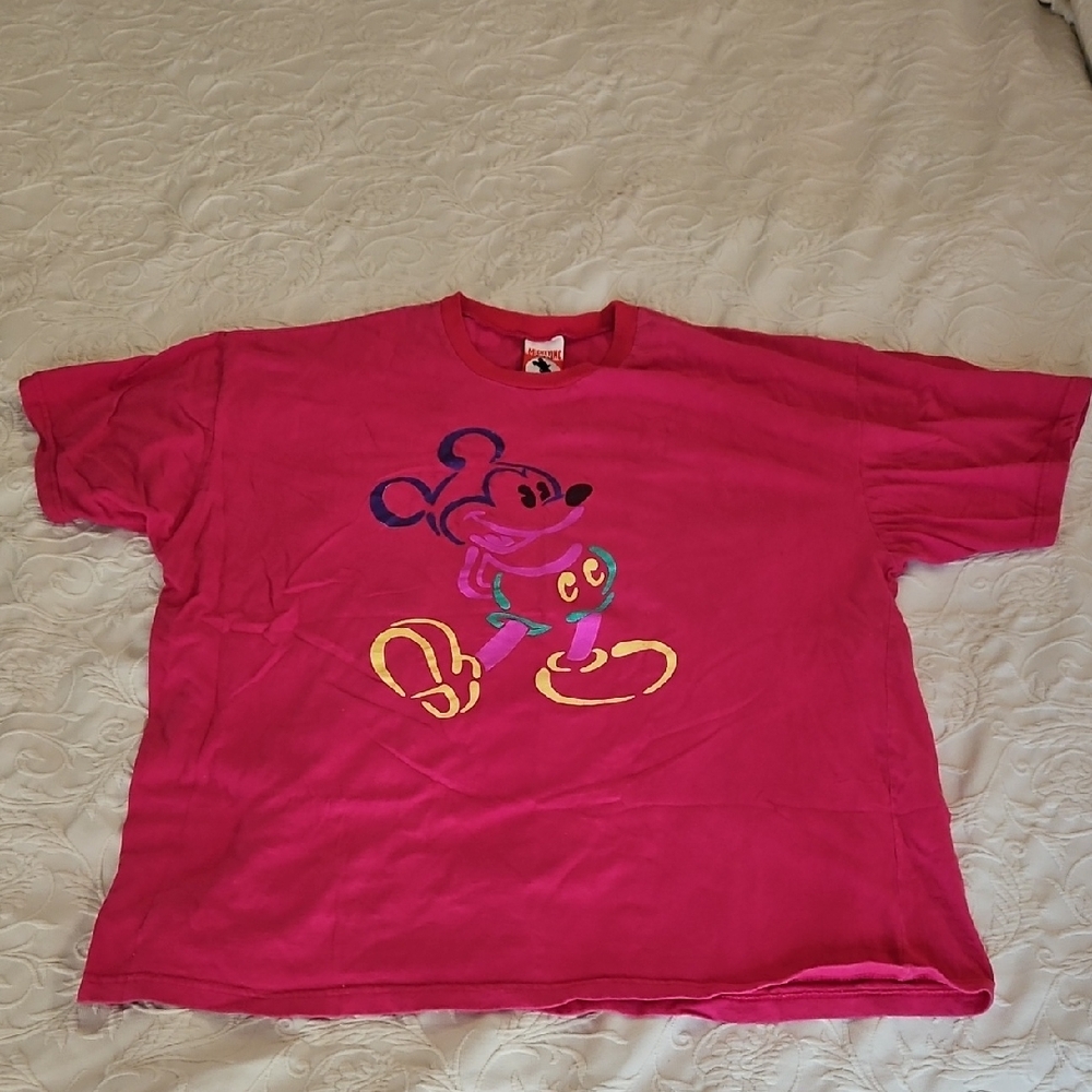 Disney Graphic Short Sleeve Tee - Hot Pink Mickey Design